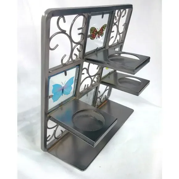 PartyLite Butterfly Tealight Easel Candle Holder Gray Metal Frame Floral Nature - Picture 5 of 14